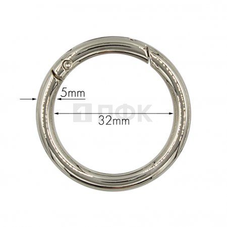 Кольцо металлическое 32мм 12076 цв никель (уп 200шт)