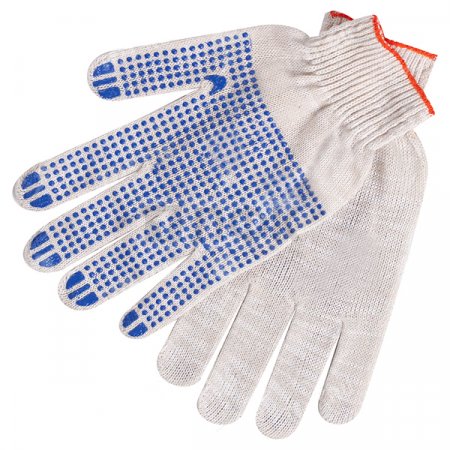 Рабочие перчатки ХБ Стандарт, с точечным ПВХ покрытием, 4 нити (уп 10шт)