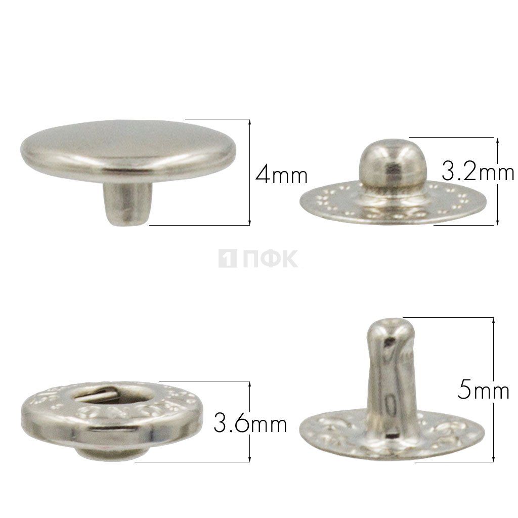 Кнопка для одежды 10мм Альфа латунь цв никель (уп 1440шт) STRONG