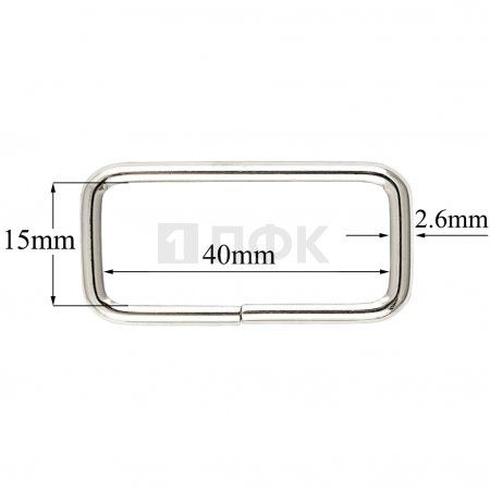 Пряжка - рамка 40мм (толщ 2,6мм) цв никель (уп 1000шт)