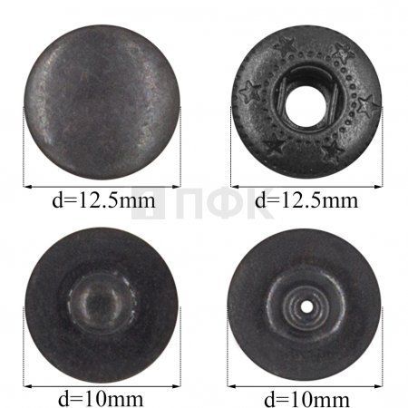 Кнопка для одежды 12,5мм Альфа сталь цв оксид (уп 1440шт)
