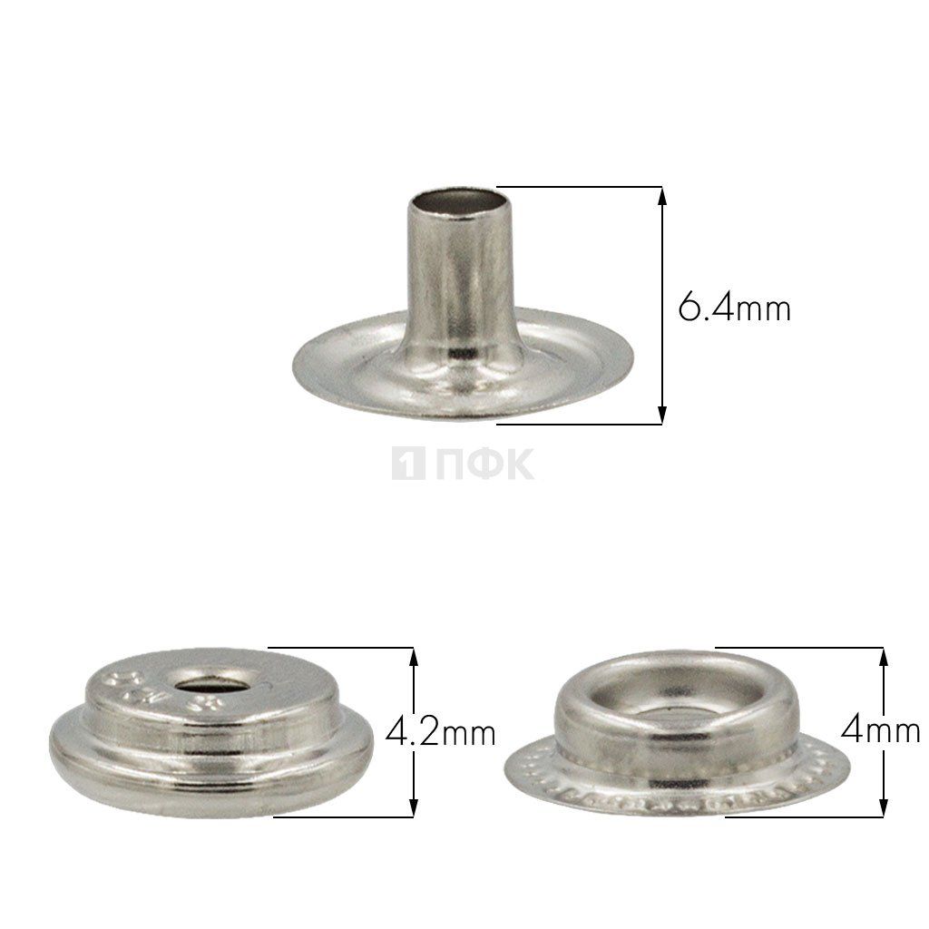 3 Части кнопки для одежды 15мм №61 нерж цв никель (уп 720шт) DNG