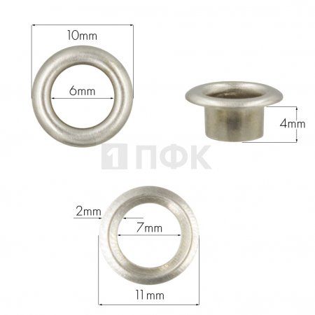 Люверсы №4 6мм сталь эконом цв никель (уп 5000шт/100000шт) Люверсы №4 6мм сталь эконом цв никель (уп 5000шт/100000шт)