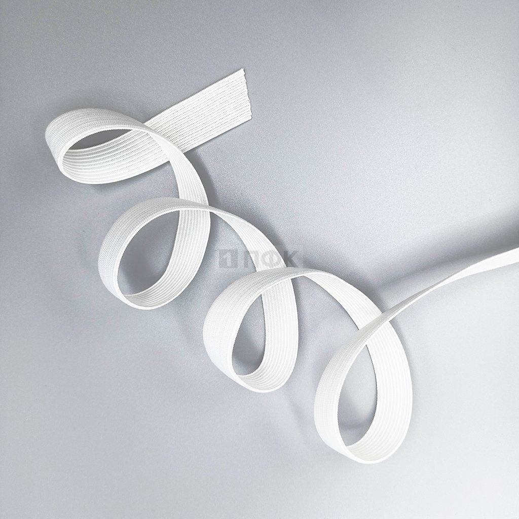 Резинка вязанная 15мм 6 гр/м цв белый (рул 40м/уп 400м) — ПФКР Резинка вязанная 15мм 6 гр/м цв белый (рул 40м/уп 400м)