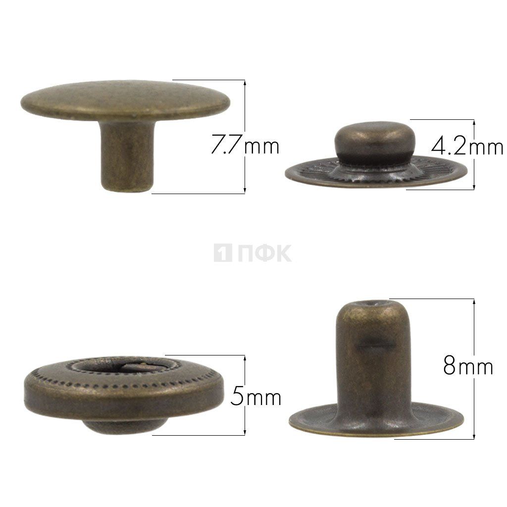 Кнопка для одежды 15мм Альфа латунь цв антик (уп 720шт) NEW STAR