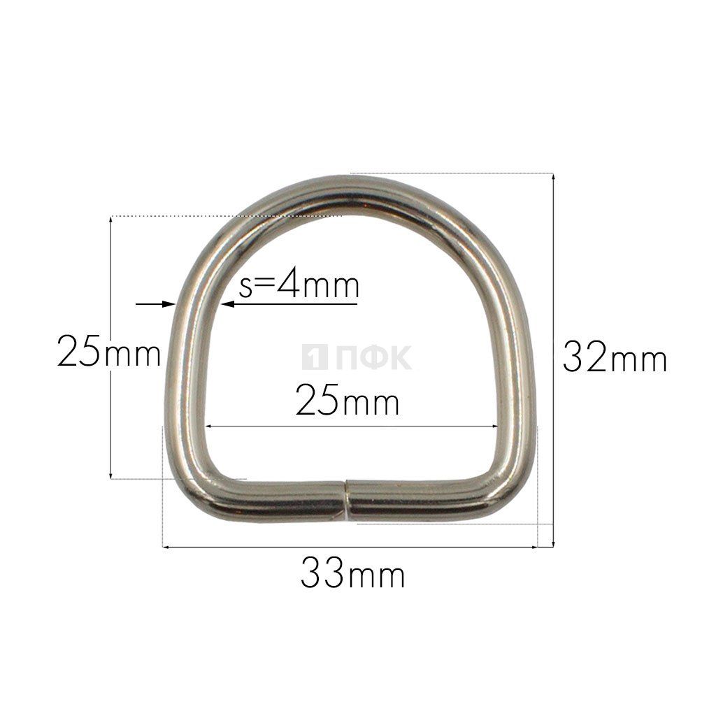Полукольцо 25мм (толщ 4мм) цв никель (уп 200шт/3000шт) ВЫСОКОЕ — ПФКР Полукольцо 25мм (толщ 4мм) цв никель (уп 200шт/3000шт) ВЫСОКОЕ