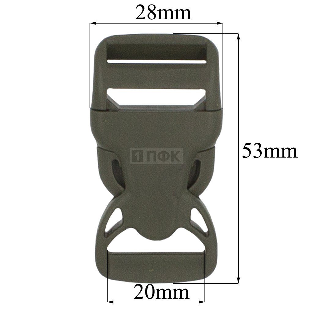 Фастекс (защелка-трезубец) ПП 20мм цв хаки арт 1001 (уп 500шт) ПФК