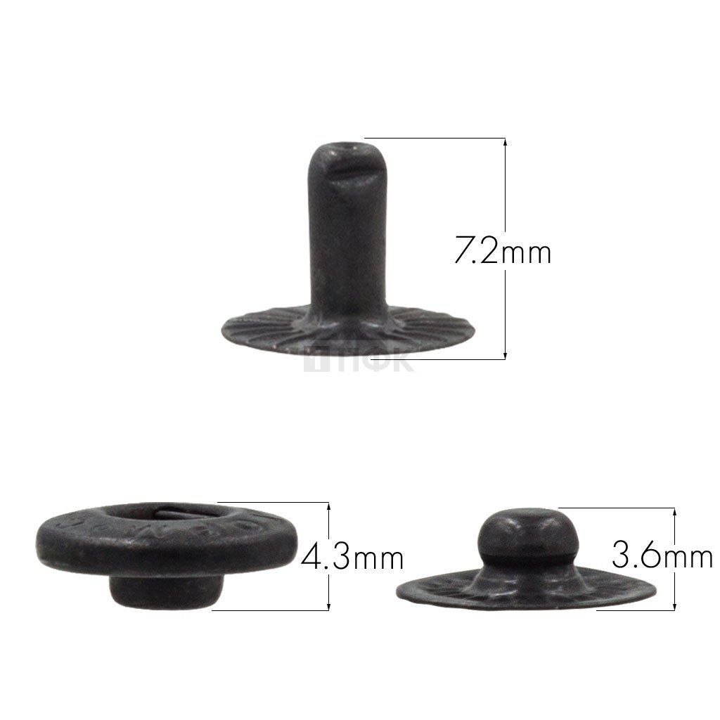 3 Части кнопки для одежды 12,5мм Альфа сталь цв оксид (уп 1440шт) STORM