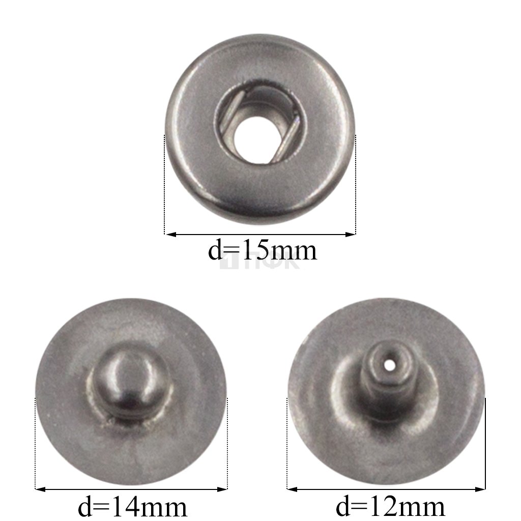 3 Части кнопки для одежды 15мм Альфа латунь цв никель тем (уп 720шт)