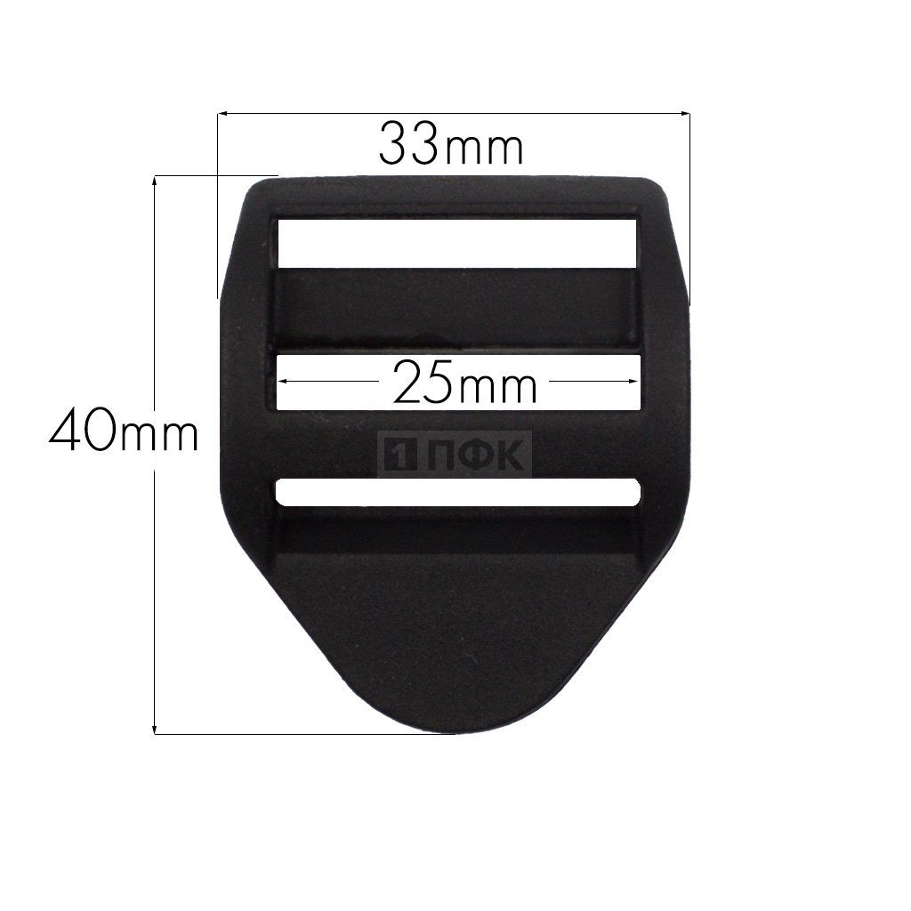 Пряжка-крыло трехщелевая К-25 ПФЛ 25мм цв черный (уп 1000шт/10000шт) 