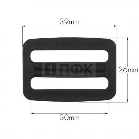 Пряжка двухщелевая пластик 30мм ПП цв черный (уп 1000шт/20000шт) ПФК