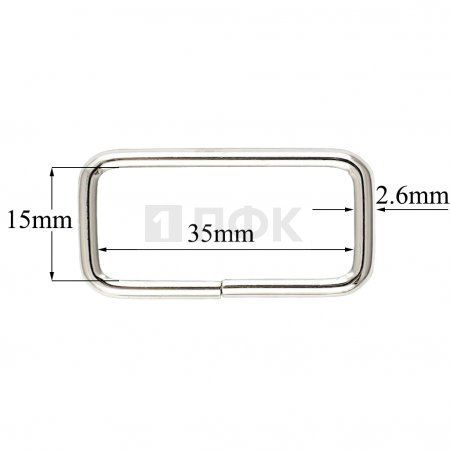 Пряжка - рамка 35мм (толщ 2,6мм) цв никель (уп 1000шт)