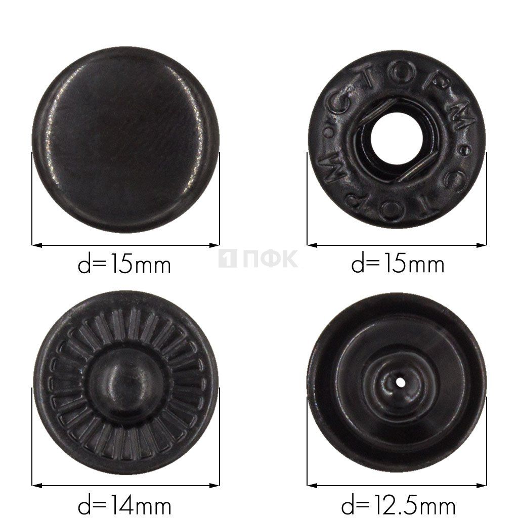 Кнопка для одежды 15мм Альфа нерж цв оксид (уп 720шт) STORM