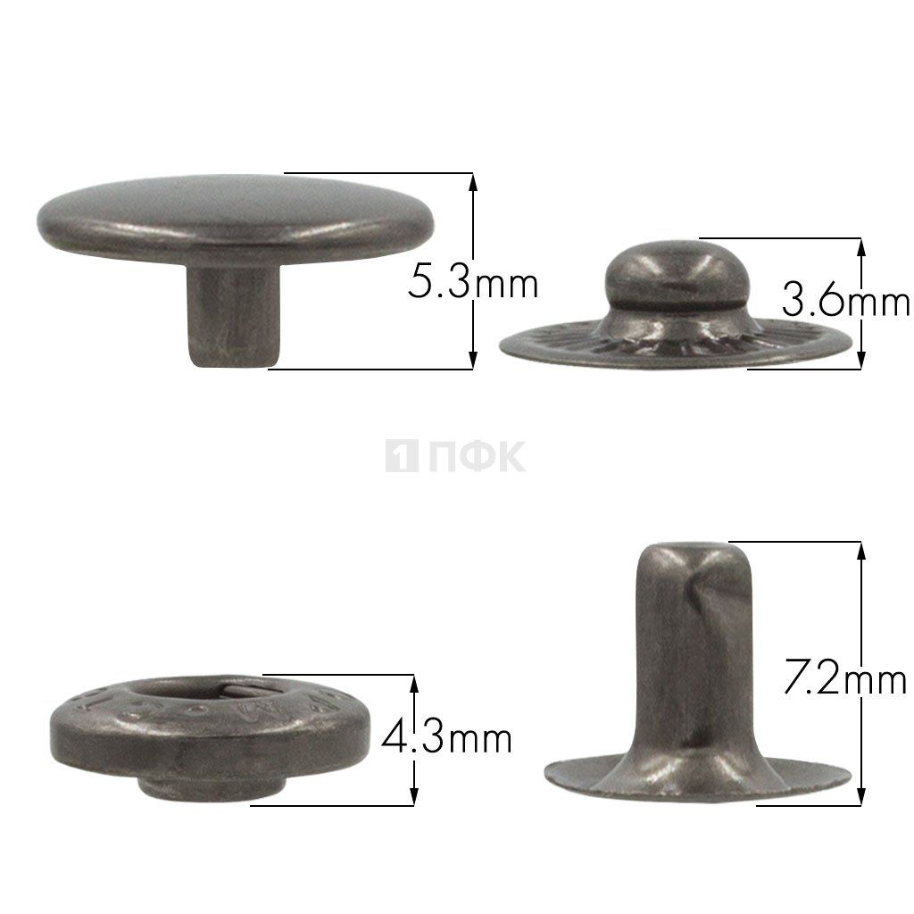 Кнопка для одежды 12,5мм Альфа сталь цв никель тем (уп 1440шт) STORM — ПФКР Кнопка для одежды 12,5мм Альфа сталь цв никель тем (уп 1440шт) STORM