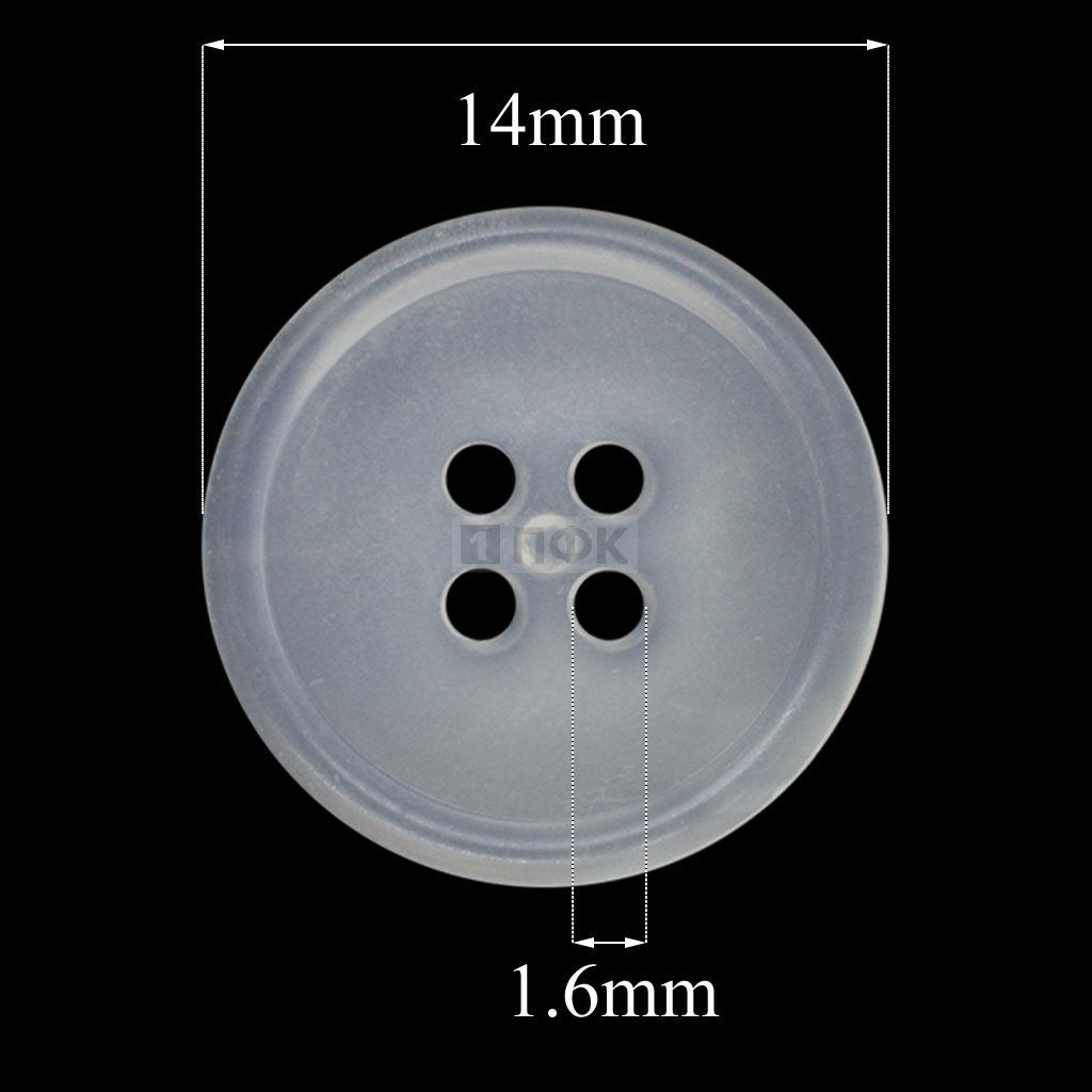 Пуговица КЛ 14-4 ПП 14мм цв прозрачный (уп 1000шт)