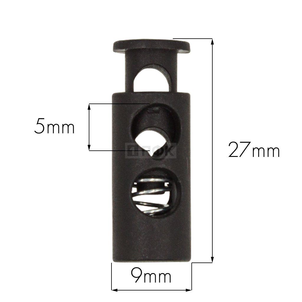 Фиксатор для шнура пластик арт.А2-039 РОМ цв черный (уп 500шт/10000шт)