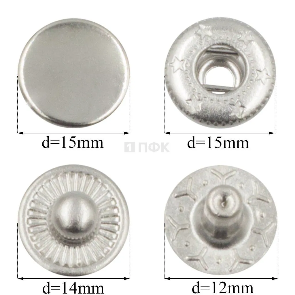 Кнопка для одежды 15мм Альфа латунь цв никель (уп 720шт) 