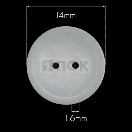 Пуговица КЛ 14-2 ПП 14мм цв прозрачный (уп 1000шт)