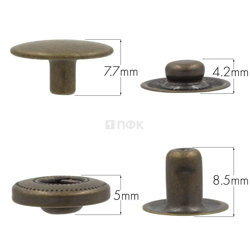 Кнопка для одежды 15мм Альфа нерж цв антик (уп 720шт) NEW STAR