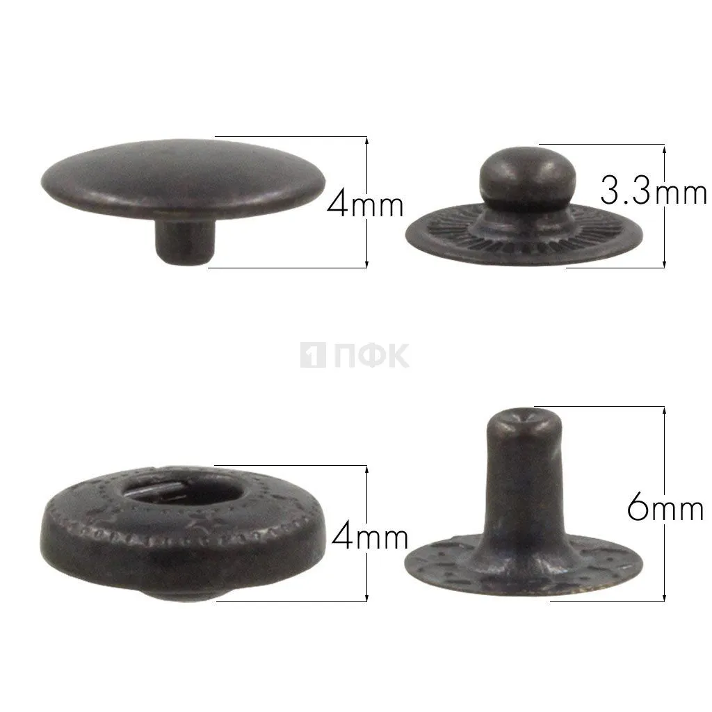 Кнопка для одежды 10мм Альфа латунь цв оксид (уп 1440шт) NEW STAR