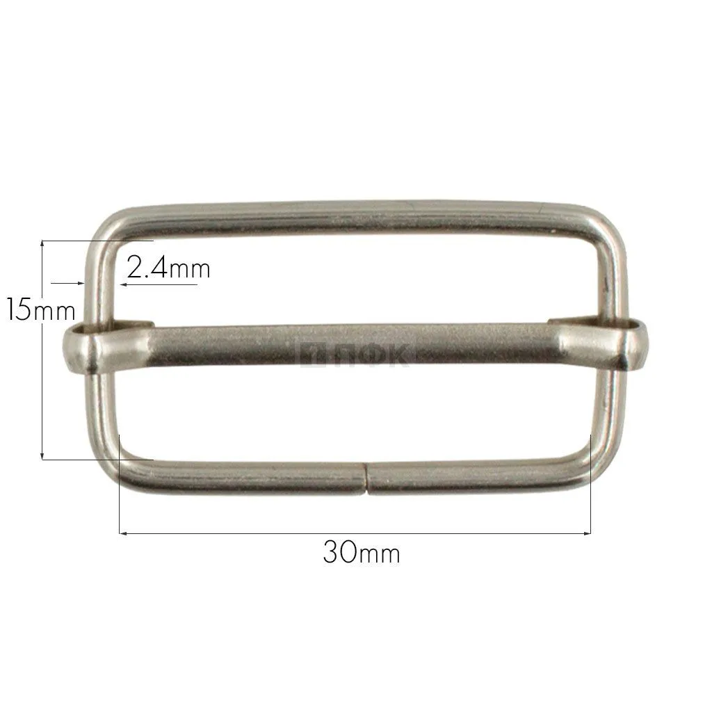 Пряжка регулировочная 30мм (толщ 2,4мм) цв никель (уп 1000шт)