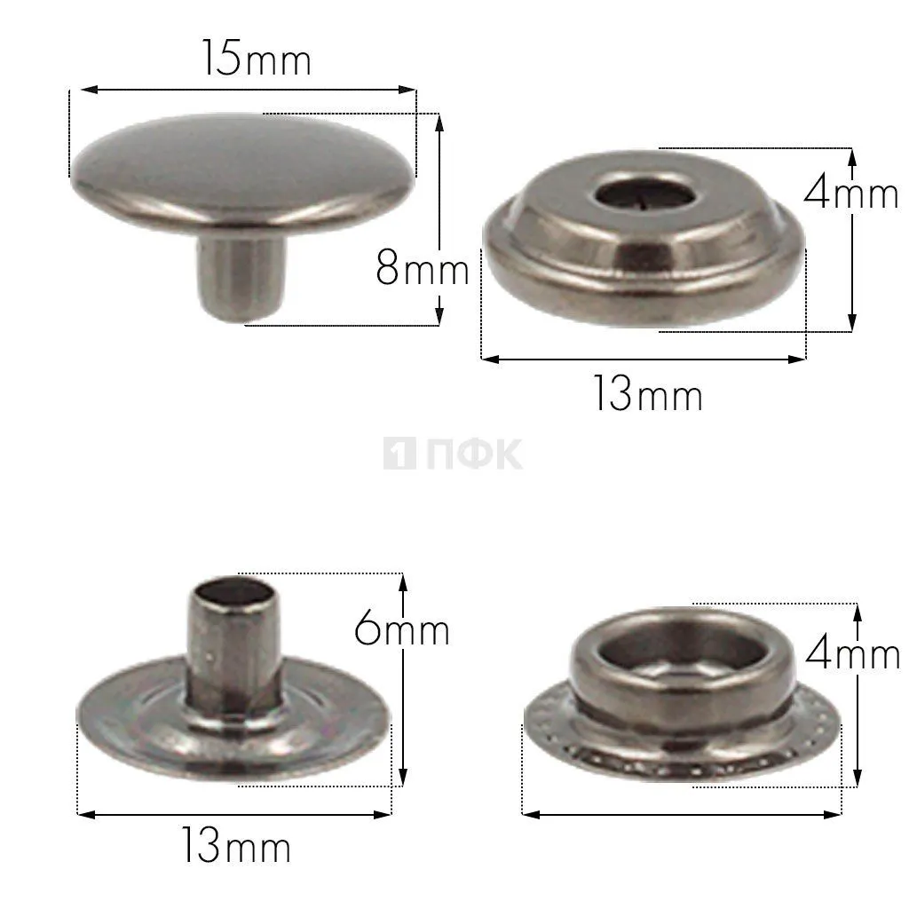 Кнопка для одежды 15мм №61 нерж цв никель тем (уп 720шт) STORM