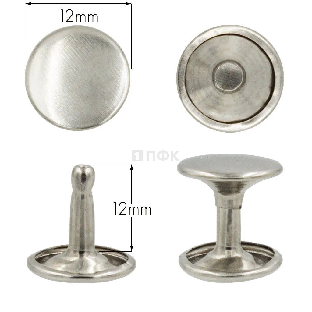 Хольнитены 12х12мм 2-х сторон сталь цв никель (уп 2000шт)
