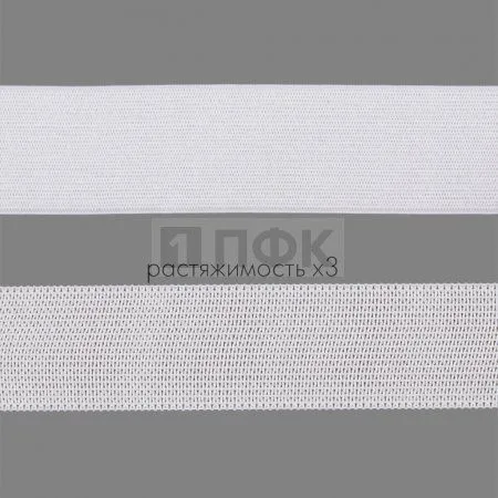 Резинка вязанная 30мм 11.1 гр/м цв белый (рул 40м/уп 400м) Резинка вязанная 30мм 11.1 гр/м цв белый (рул 40м/уп 400м)