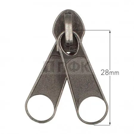 Бегунок для спиральной (витой) молнии тип 5 галант цв никель тем (уп 1000шт/10000шт) ДВОЙНОЙ 4,6гр