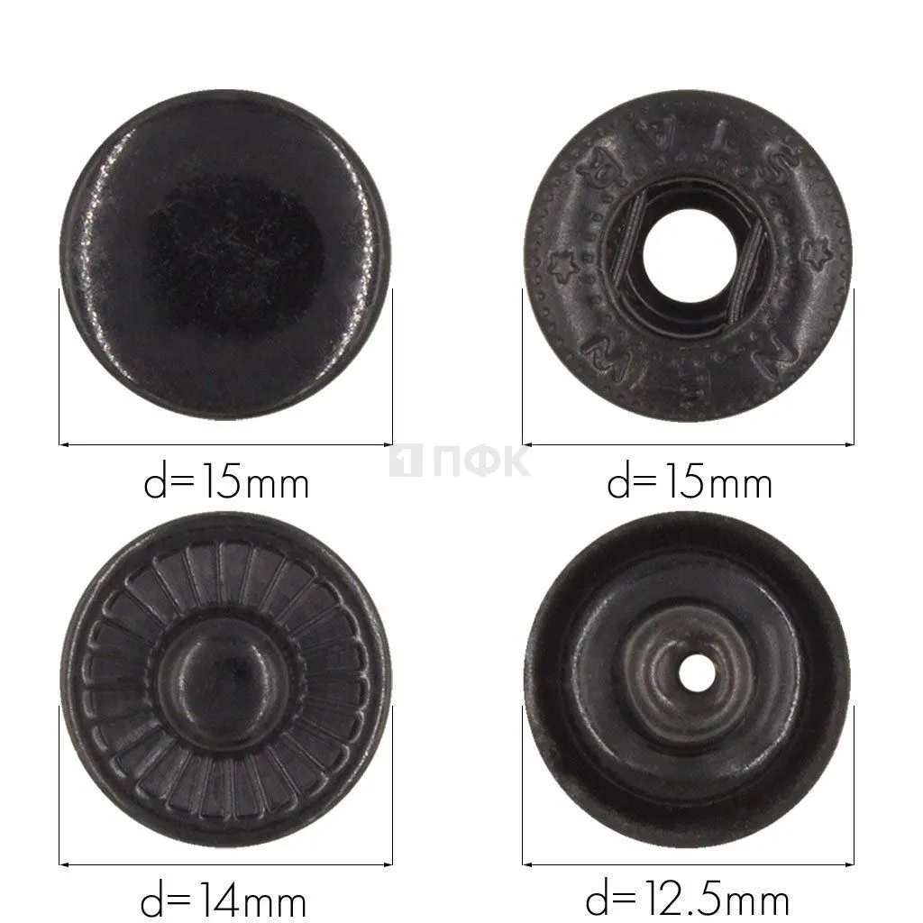 Кнопка для одежды 15мм Альфа сталь цв оксид (уп 720шт) NEW STAR — ПФКР Кнопка для одежды 15мм Альфа сталь цв оксид (уп 720шт) NEW STAR