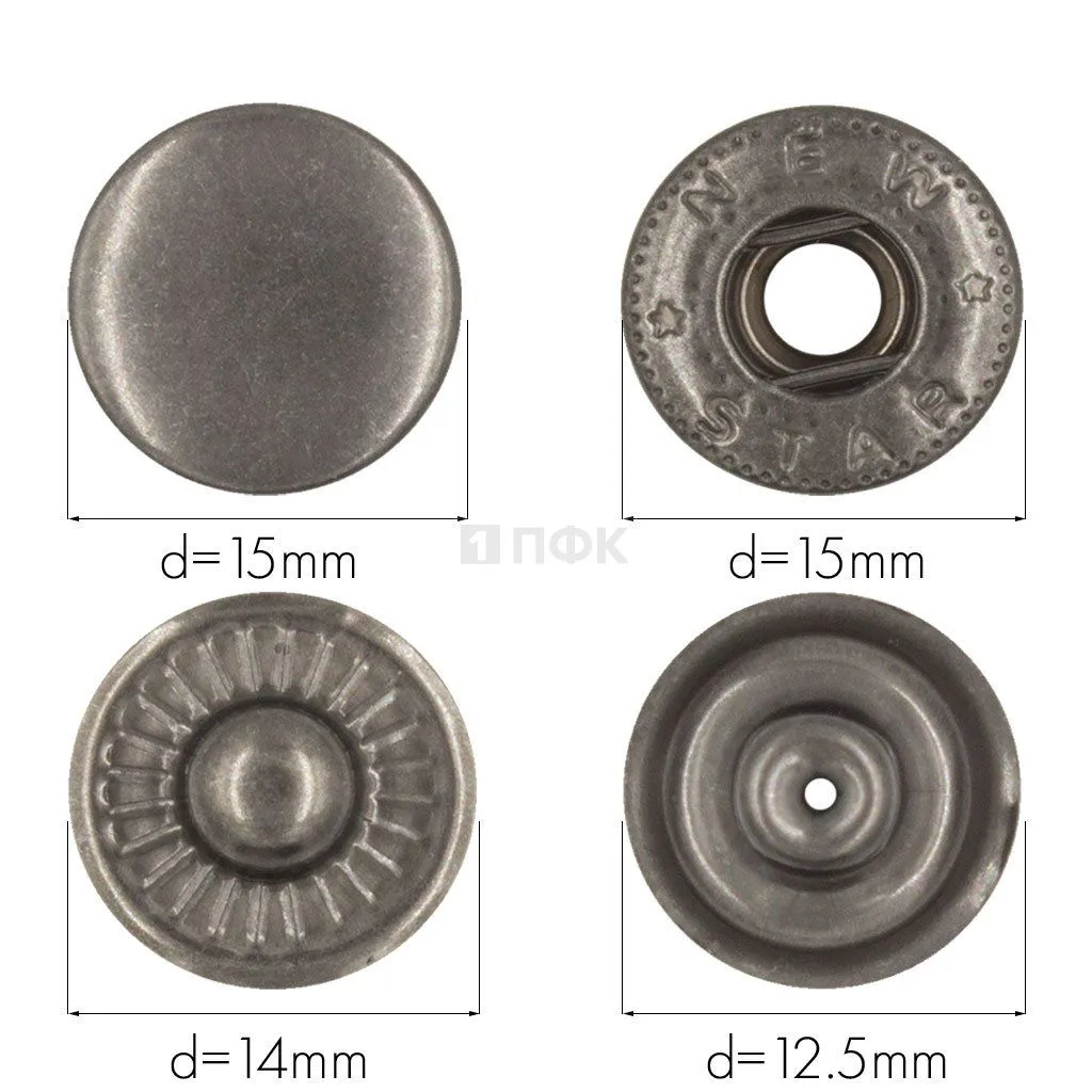 Кнопка для одежды 15мм Альфа сталь цв никель тем (уп 720шт) NEW STAR — ПФКР Кнопка для одежды 15мм Альфа сталь цв никель тем (уп 720шт) NEW STAR