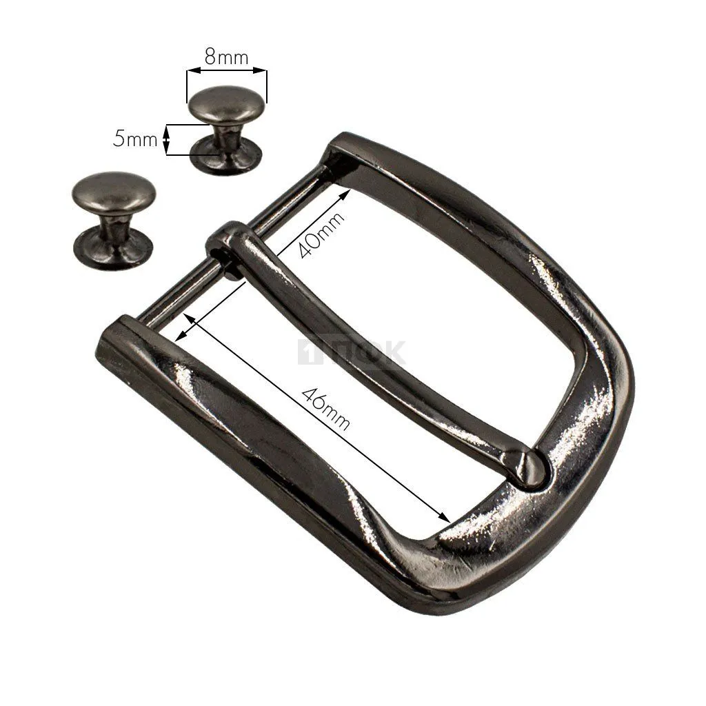 Пряжка металлическая ременная 40мм цв никель темный + 2 хольнитена (уп 50шт)
