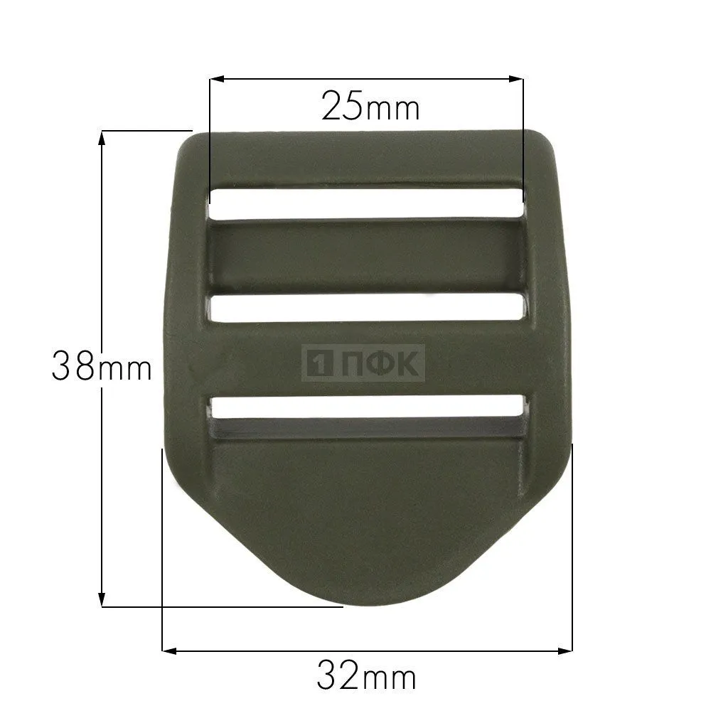 Пряжка-крыло трехщелевая U-25 ПА 25мм цв хаки (уп 1000шт)