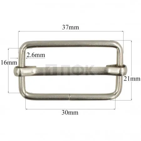 Пряжка регулировочная 30мм (толщ 2,6мм) цв никель (уп 500шт/5000шт) Китай