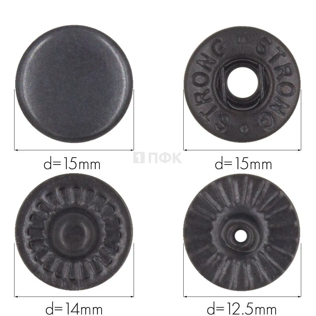 Кнопка для одежды 15мм Альфа латунь цв оксид (уп 720шт) STRONG