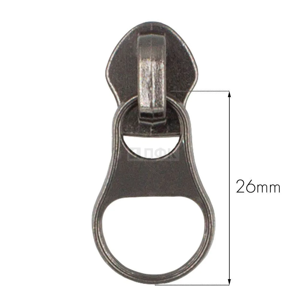 Бегунок для спиральной (витой) молнии тип 5 галант цв никель тем (уп 1000шт/5000шт) РЕВЕРС GRIB