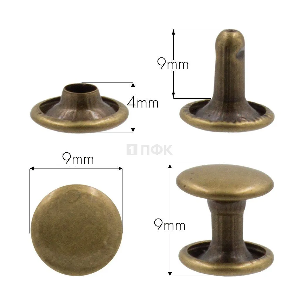 Хольнитены №33,5 9х9мм 2-х сторон латунь цв антик (упак 2000шт)