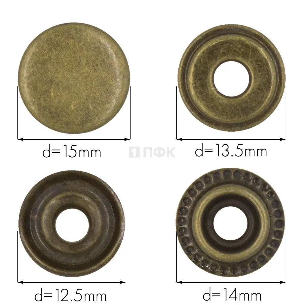 Кнопка для одежды 15мм №61 нерж цв антик (уп 720шт) NEW STAR