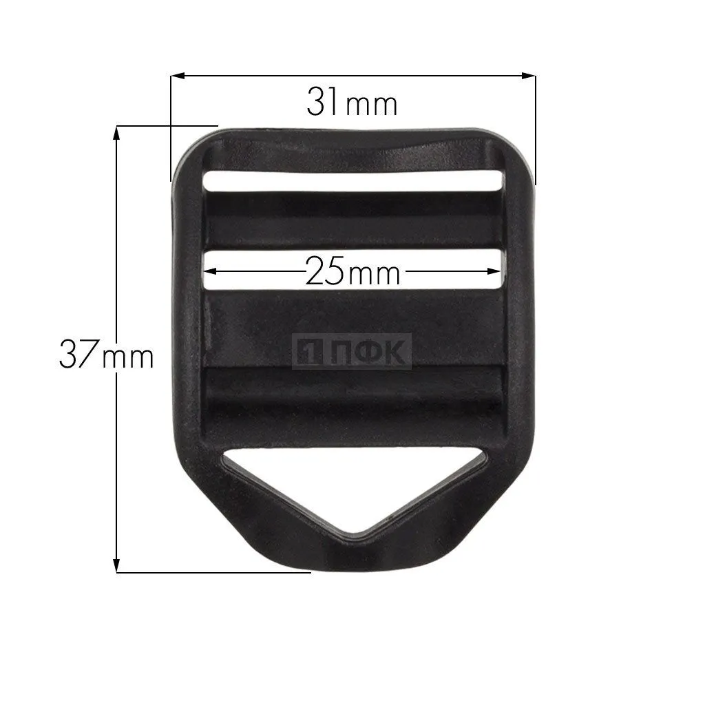 Пряжка-крыло трехщелевая WH-25 ПП 25мм цв черный (уп 1000шт)