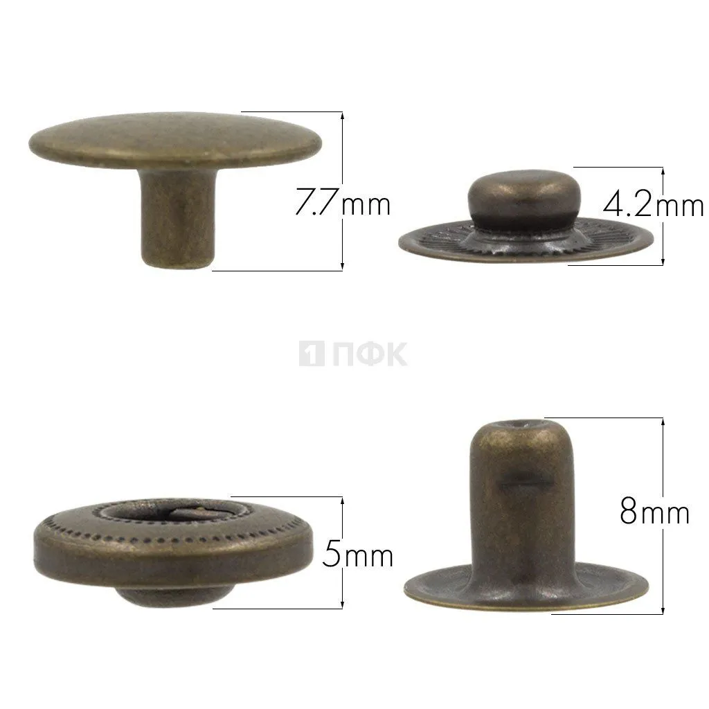 Кнопка для одежды 15мм Альфа сталь цв антик (уп 720шт) NEW STAR