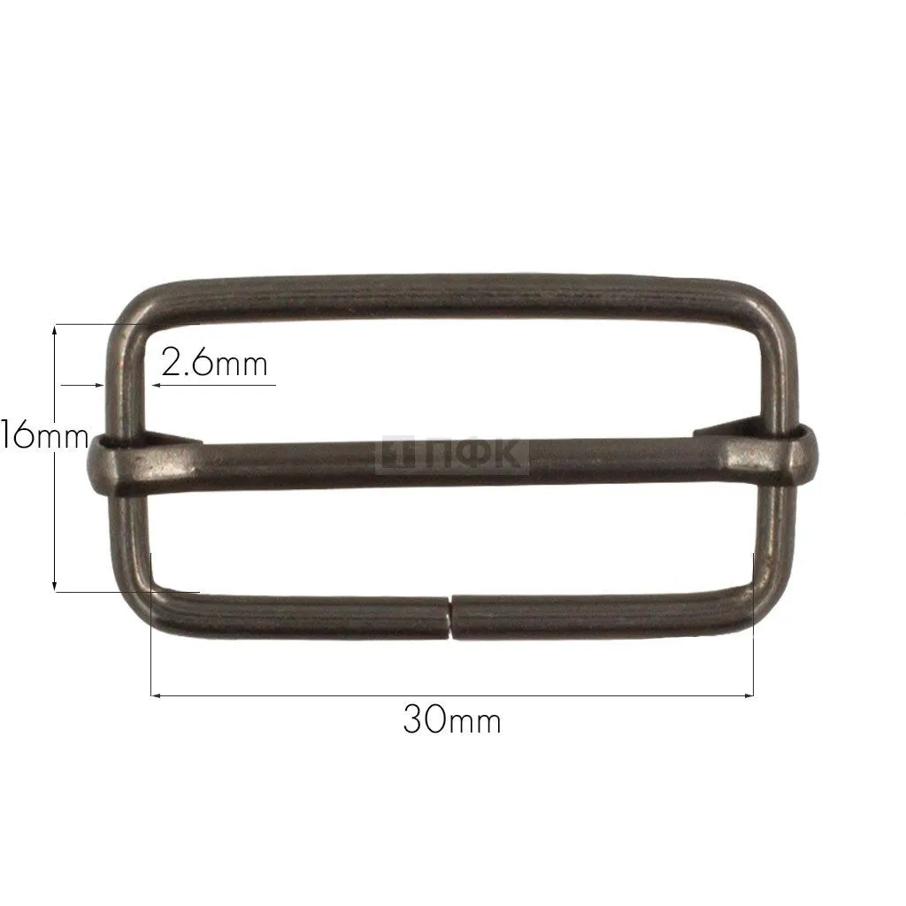 Пряжка регулировочная 30мм (толщ 2,6мм) цв никель тем (уп 500шт/5000шт) Китай