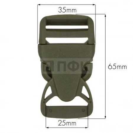 Фастекс (защелка-трезубец) ПП 25мм цв хаки (уп 200шт) 1001 ПФК