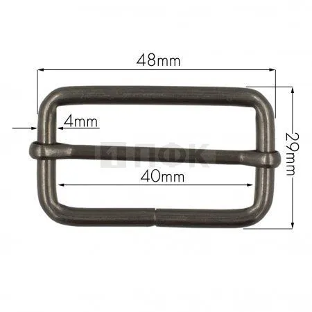Пряжка регулировочная 40мм (толщ 4мм) цв никель тем (уп 200шт)