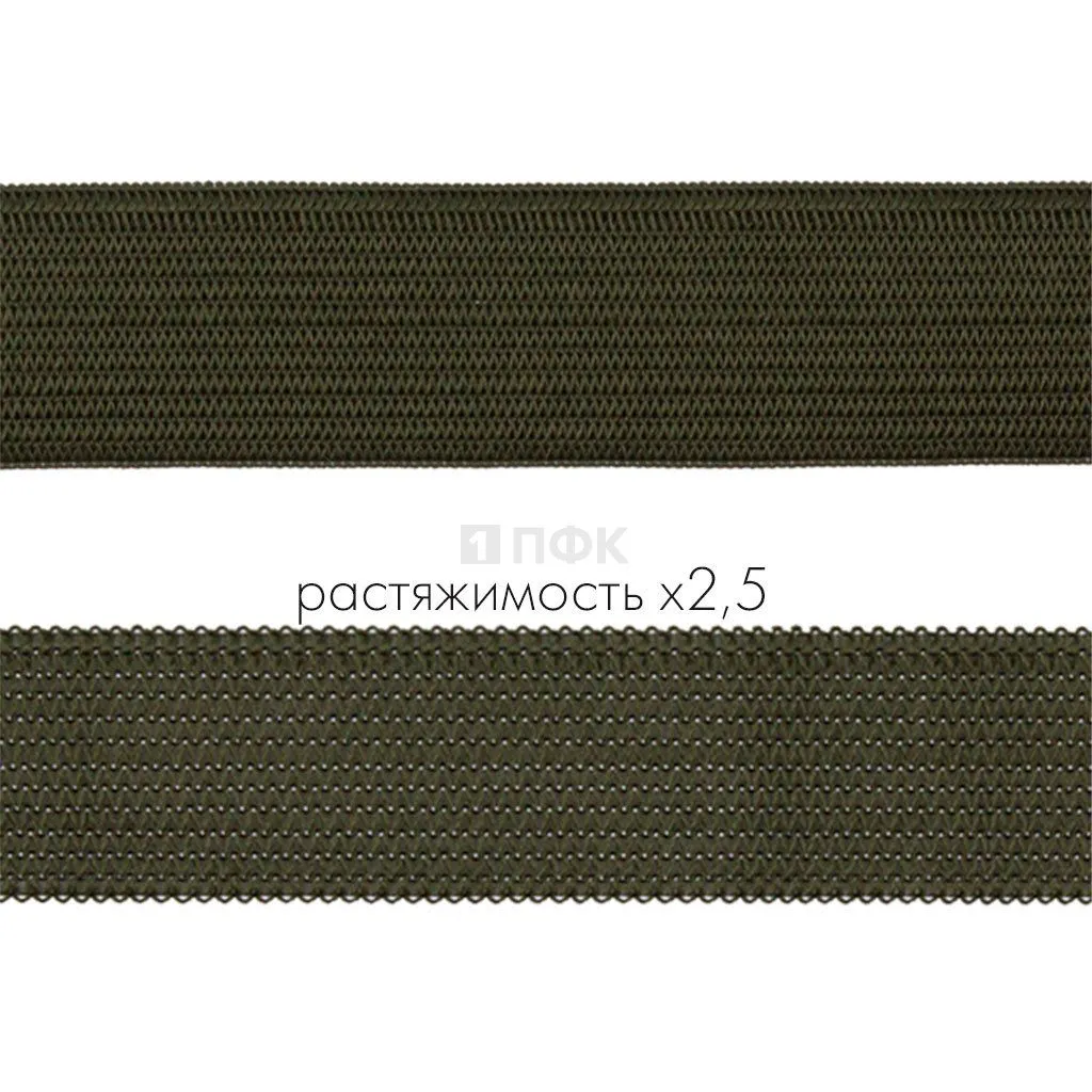 Резинка вязанная 30мм 11.1 гр/м цв хаки (рул 40м/уп 400м)
