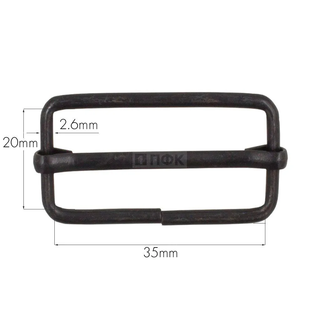 Пряжка регулировочная 35мм (толщ 2,6мм) цв оксид (уп 1000шт/10000шт) Китай