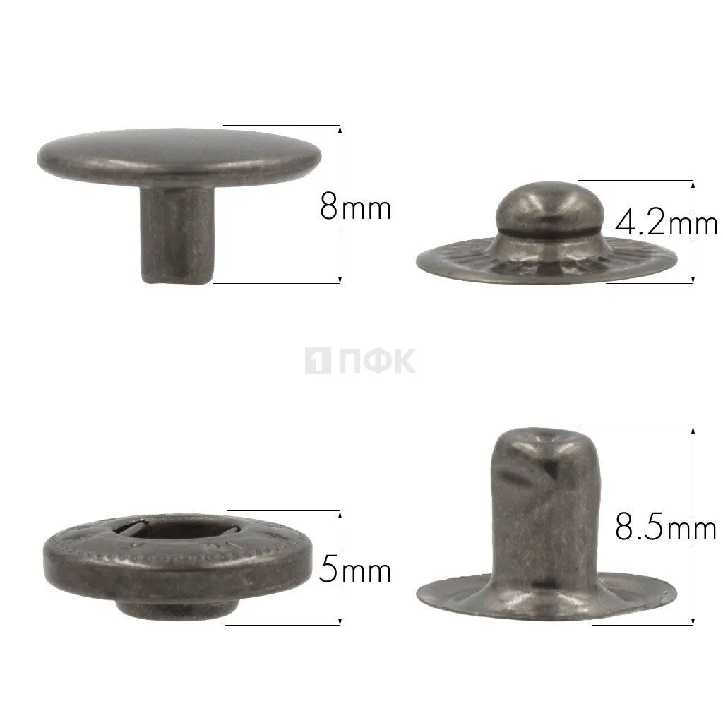 Кнопка для одежды 15мм Альфа сталь цв никель тем (уп 720шт) NEW STAR