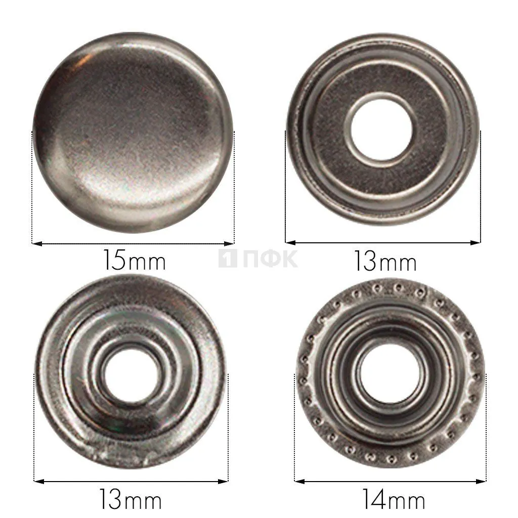 Кнопка для одежды 15мм №61 нерж цв никель тем (уп 720шт) STORM