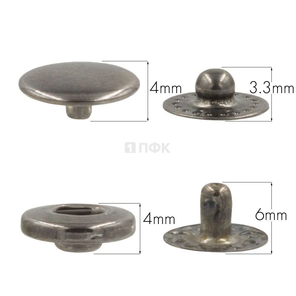 Кнопка для одежды 10мм Альфа латунь цв никель тем (уп 1440шт) NEW STAR