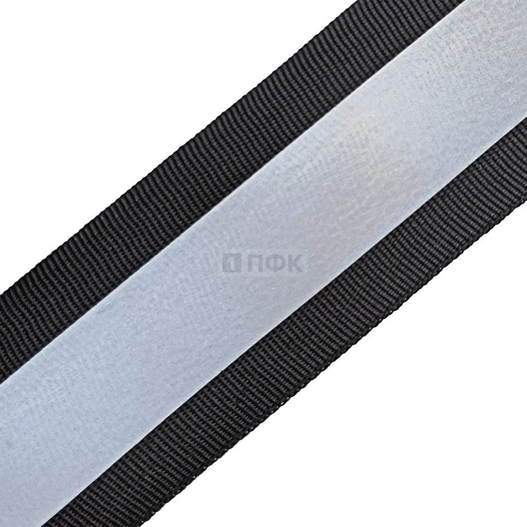 Стропа светоотражающая 25мм цв черный / 10мм свл / 150кндл (рул 50м)