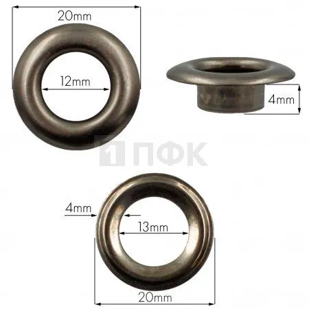 Люверсы №26 12мм сталь цв никель темн (уп 500шт) уз. кольцо Люверсы №26 12мм сталь цв никель темн (уп 500шт) уз. кольцо